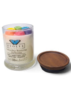 Evolve Botanica Saturday Morning Cartoons 6.5 oz soy sipper candle, crystal candle on white background, hand-poured in Marietta GA