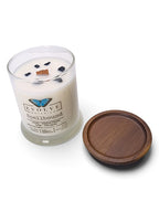 Evolve Botanica Spellbound 6.5 oz soy sipper candle, crystal candle on white background, hand-poured in Marietta GA