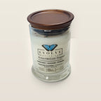 Evolve Botanica Watermelon Sugar 6.5 oz soy sipper candle with wood lid, hand-poured in Marietta GA