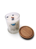 Evolve Botanica White Birch 6.5 oz soy sipper candle, crystal candle on white background, hand-poured in Marietta GA