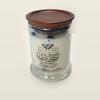 Evolve Botanica Witch Woods 6.5 oz soy sipper candle with wood lid, hand-poured in Marietta GA