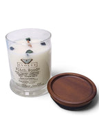 Evolve Botanica Witch Woods 6.5 oz soy sipper candle, crystal candle on white background, hand-poured in Marietta GA