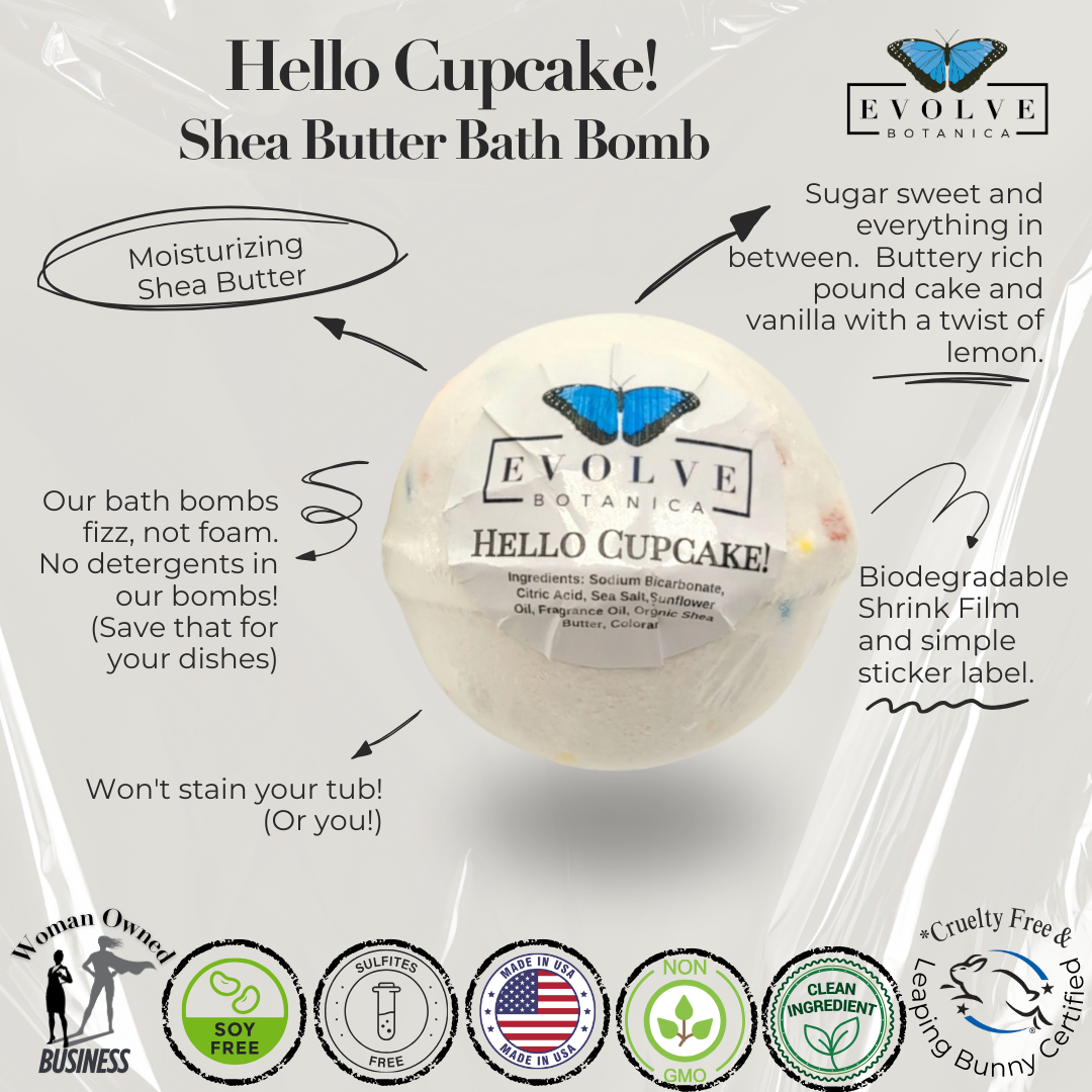 Hello Cupcake! Bath Bomb - Pound Cake, Vanilla & Lemon