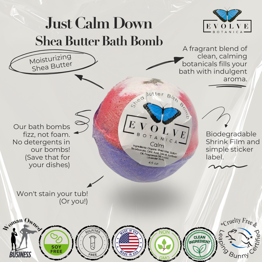 Just Calm Down Bath Bomb - Shea Butter, Sunflower Oil & Sea Salt