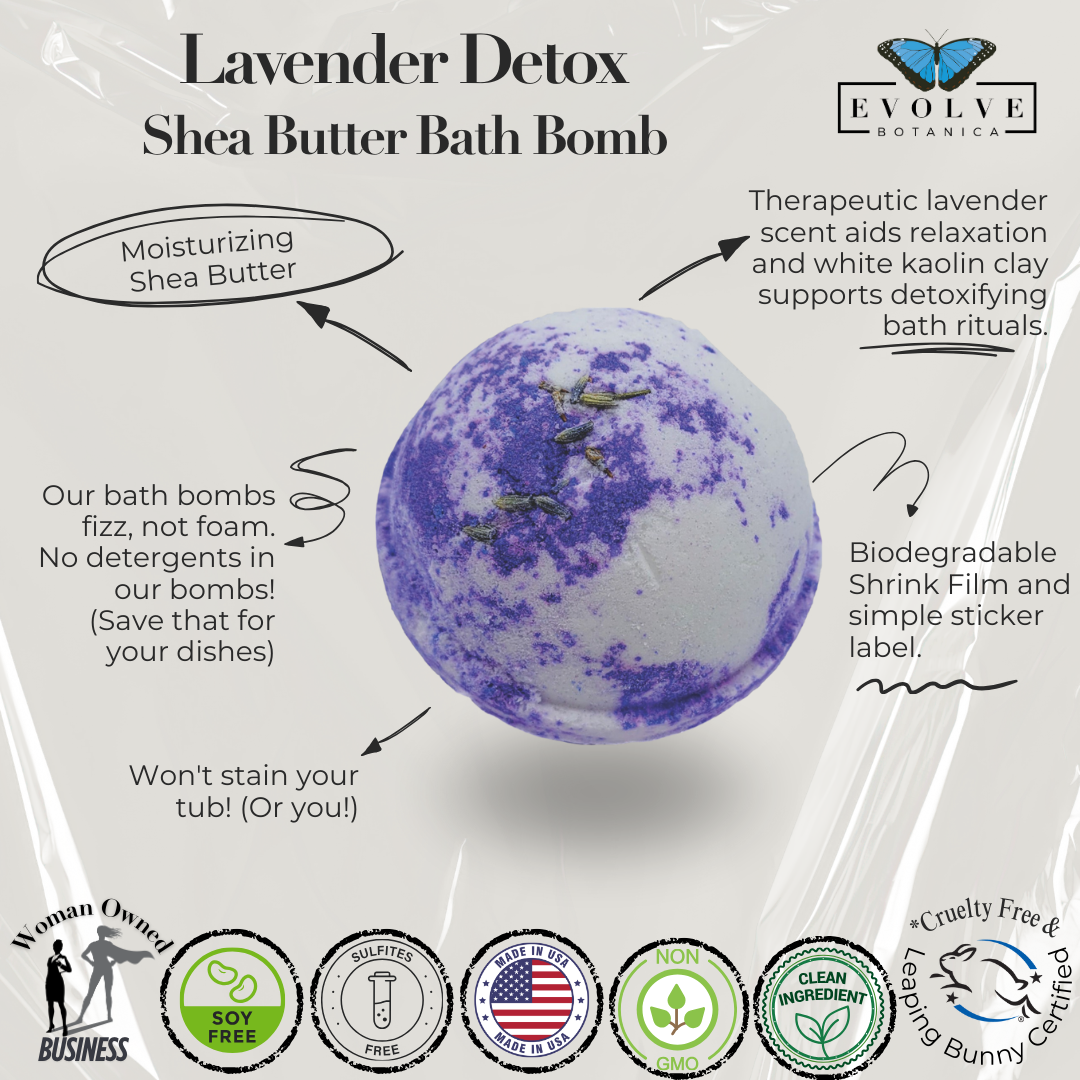Lavender Detox Bath Bomb - Kaolin Clay & Shea Butter