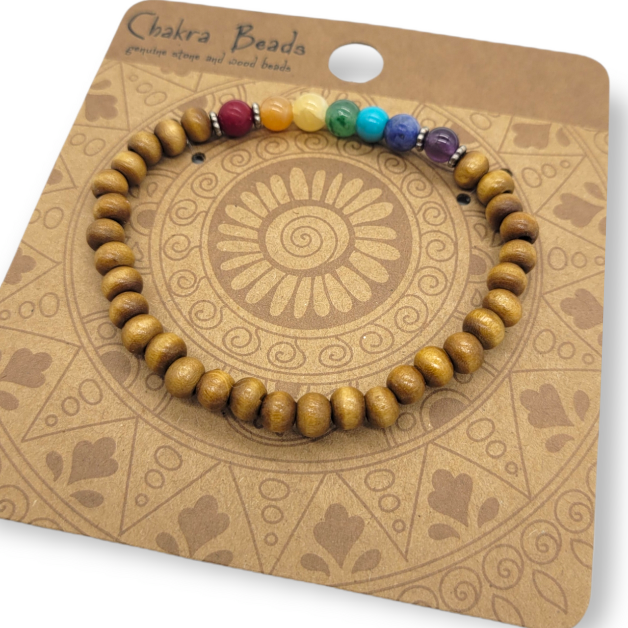 Evolve Botanica Crystal - Wooden Chakra Stretch Bracelet
