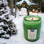 Evolve Botanica Evergreen - Wood Wick Soy Candle (Peridot & Smoky Quartz )- Embossed Glass
