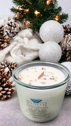 Evolve Botanica Rocks Candle - Evergreen (Wood Wick Peridot & Smoky Quartz Gemstone Soy Candle)