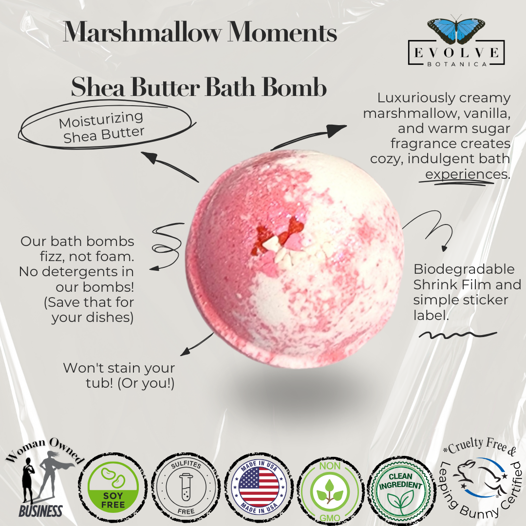 Marshmallow Moments Bath Bomb - Vanilla Marshmallow, Amber & Caramel