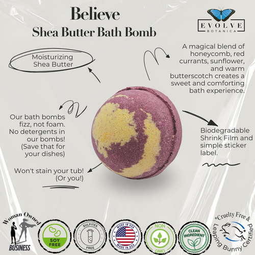 Believe Bath Bomb - Honeycomb, Red Currant & Butterscotch