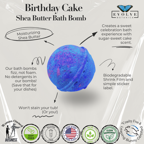 Birthday Cake Bath Bomb - Vanilla Cake, Lemon & Sweet Buttercream