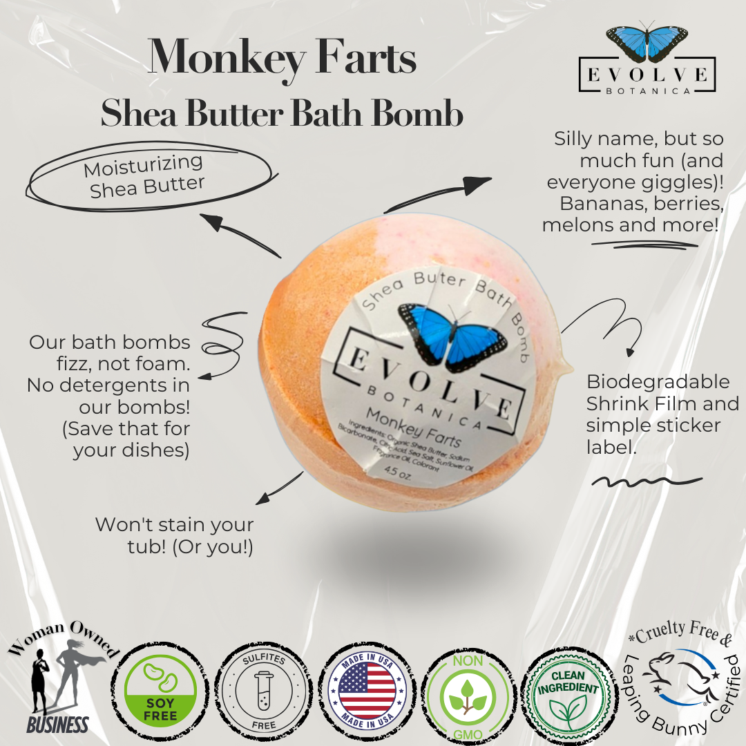 Monkey Farts Bath Bomb - Banana, Berries, Melons