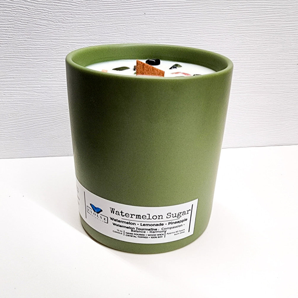 Evolve Botanica Farmers Market Collection - Watermelon Sugar (Wood Wick Gemstone Soy Candle)
