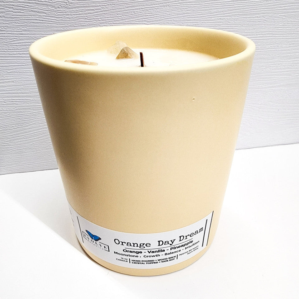 Evolve Botanica Farmers Market Candle - Orange Day Dream (Wood Wick Gemstone Soy Candle)