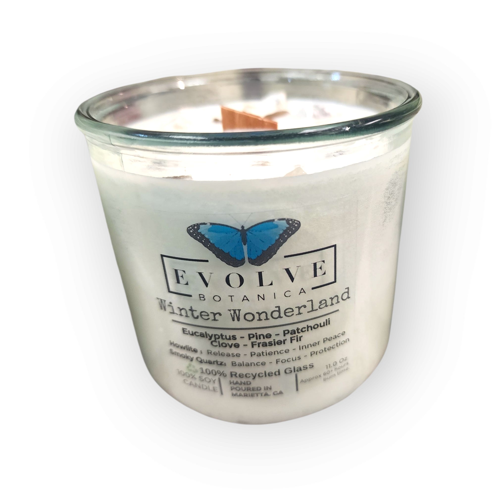 Rocks Candle - Winter Wonderland (Wood Wick, Howlite & Smoky Quartz, Soy Candle)