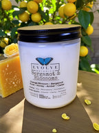 Bergamot & Blossoms 9oz Jam Jar Soy Candle, Citrine & Green Quartz