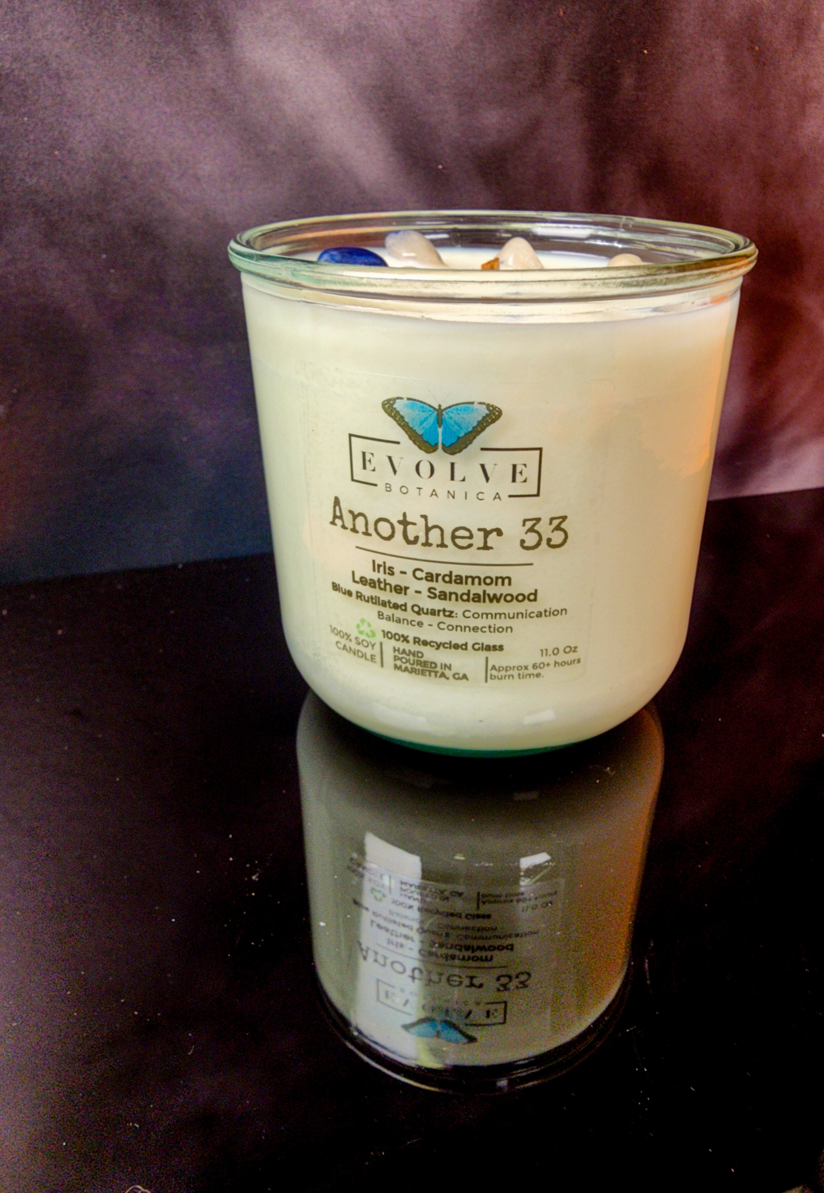 Rocks Candle - Another 33 (Wood Wick Soy Candle Blue Rutilated Quartz )