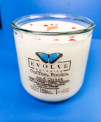 Coffee Books & Quiet Rocks candle styled with books — book lover home decor