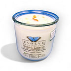 Capri Lemon candle from above showing yellow soy wax and Citrine crystal