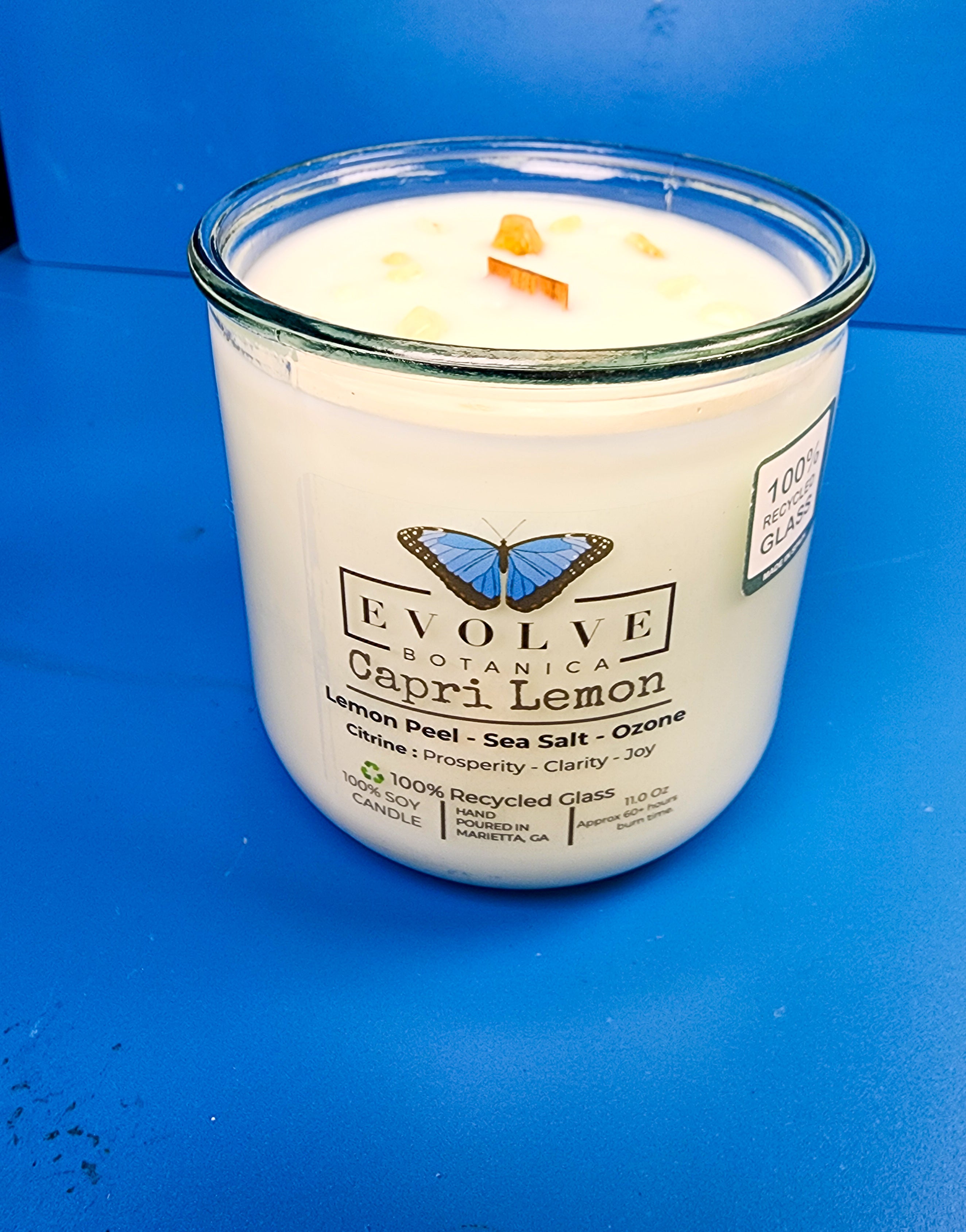 Rocks Candle - Capri Lemon (Wood Wick Citrine Gemstone Soy Candle)