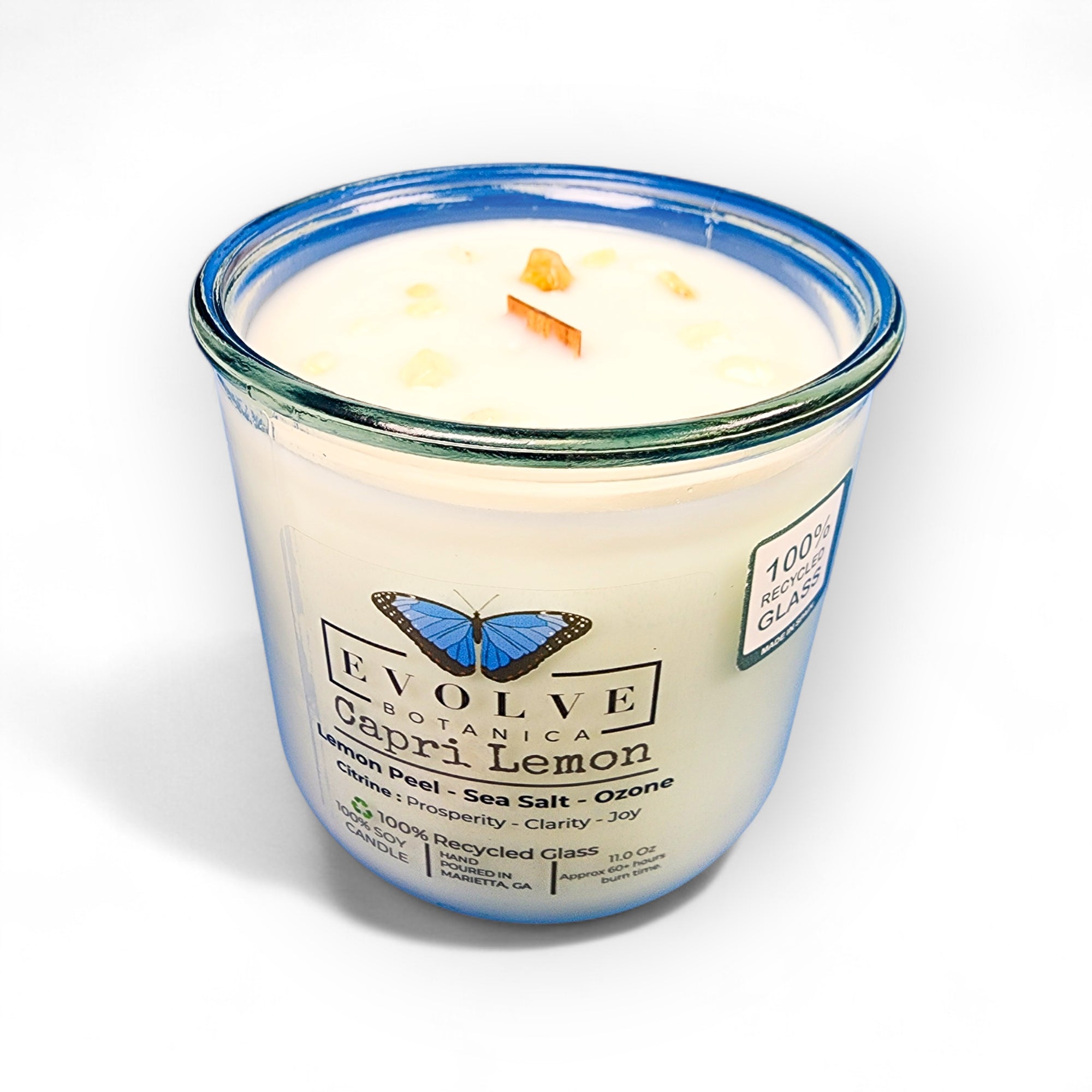 Capri Lemon Rocks candle in Evolve Botanica packaging — summer hostess gift