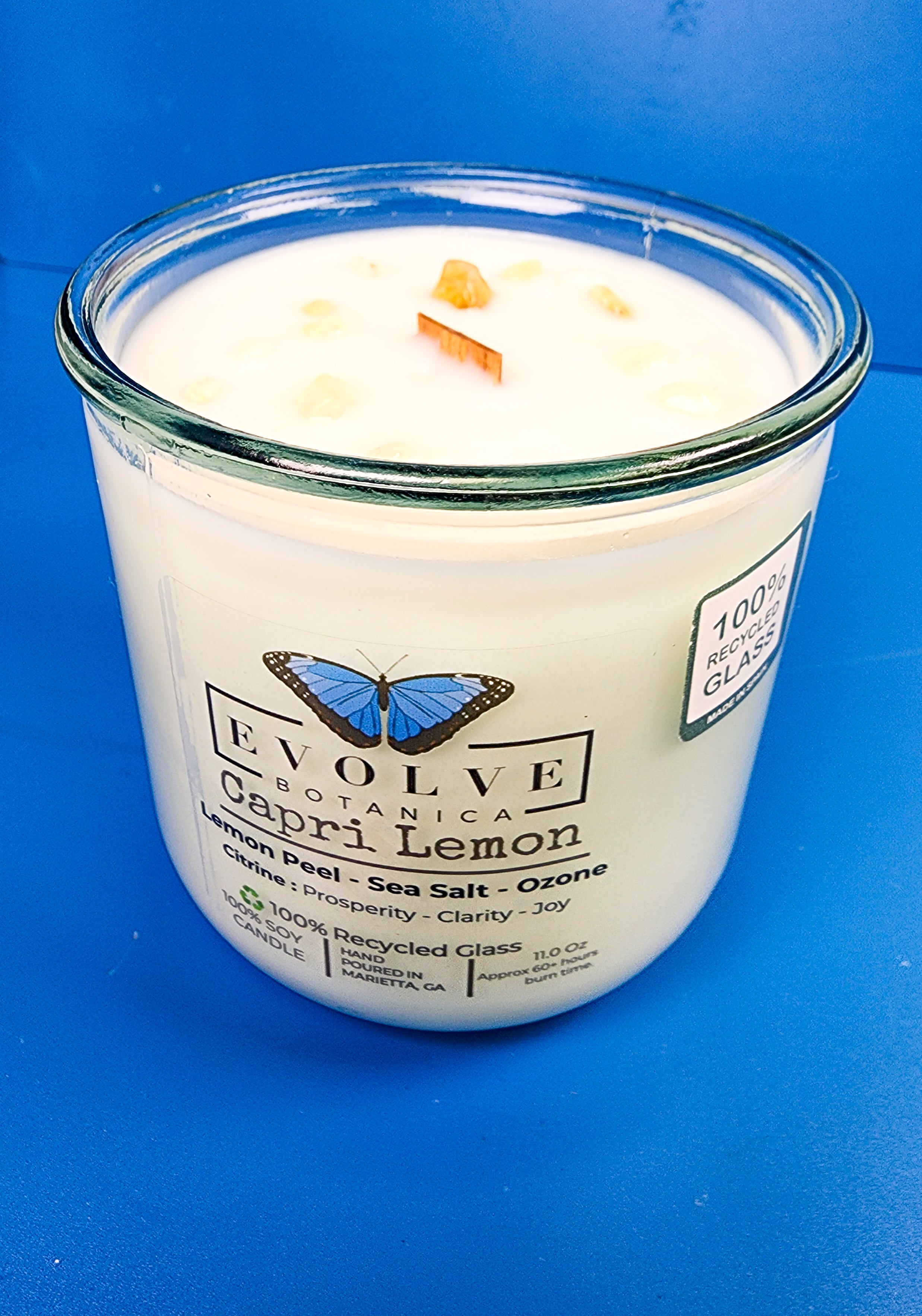 Rocks Candle - Capri Lemon (Wood Wick Citrine Gemstone Soy Candle)