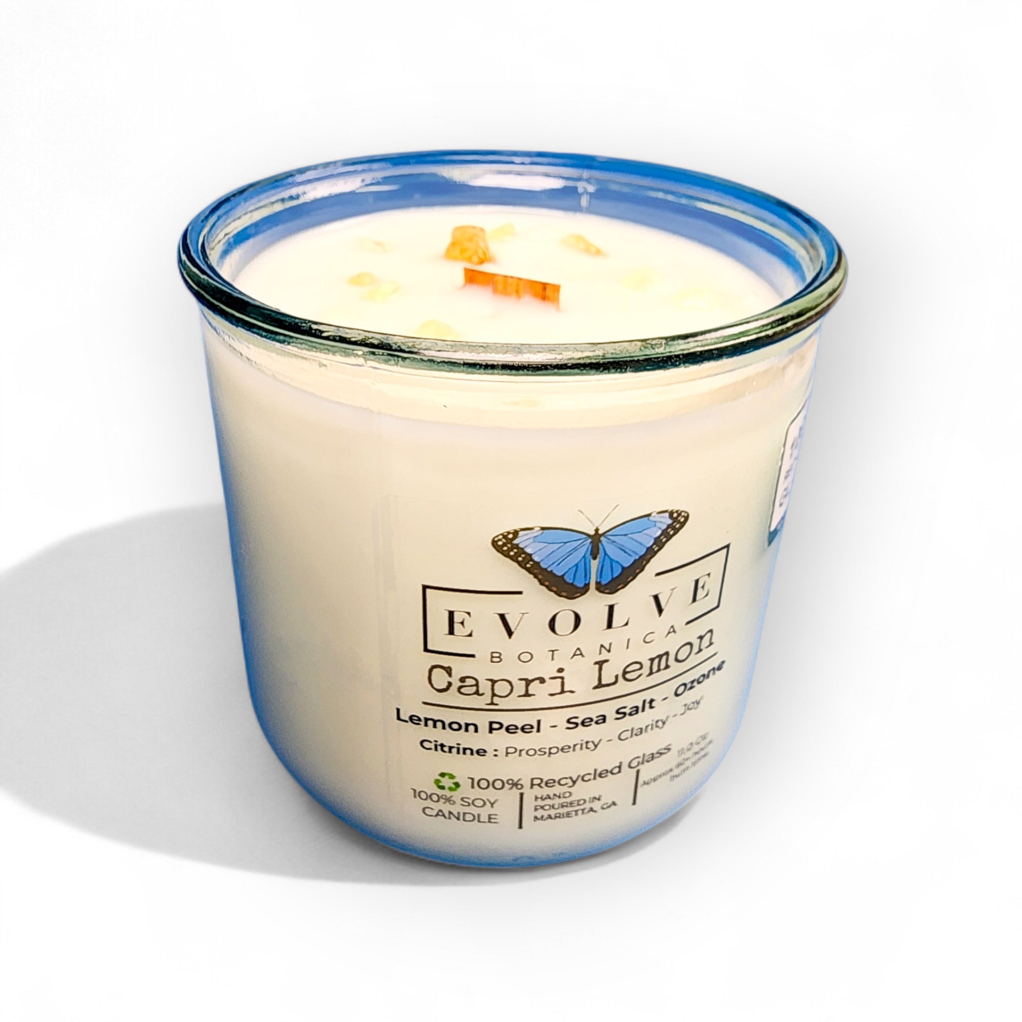 Rocks Candle - Capri Lemon (Wood Wick Citrine Gemstone Soy Candle)