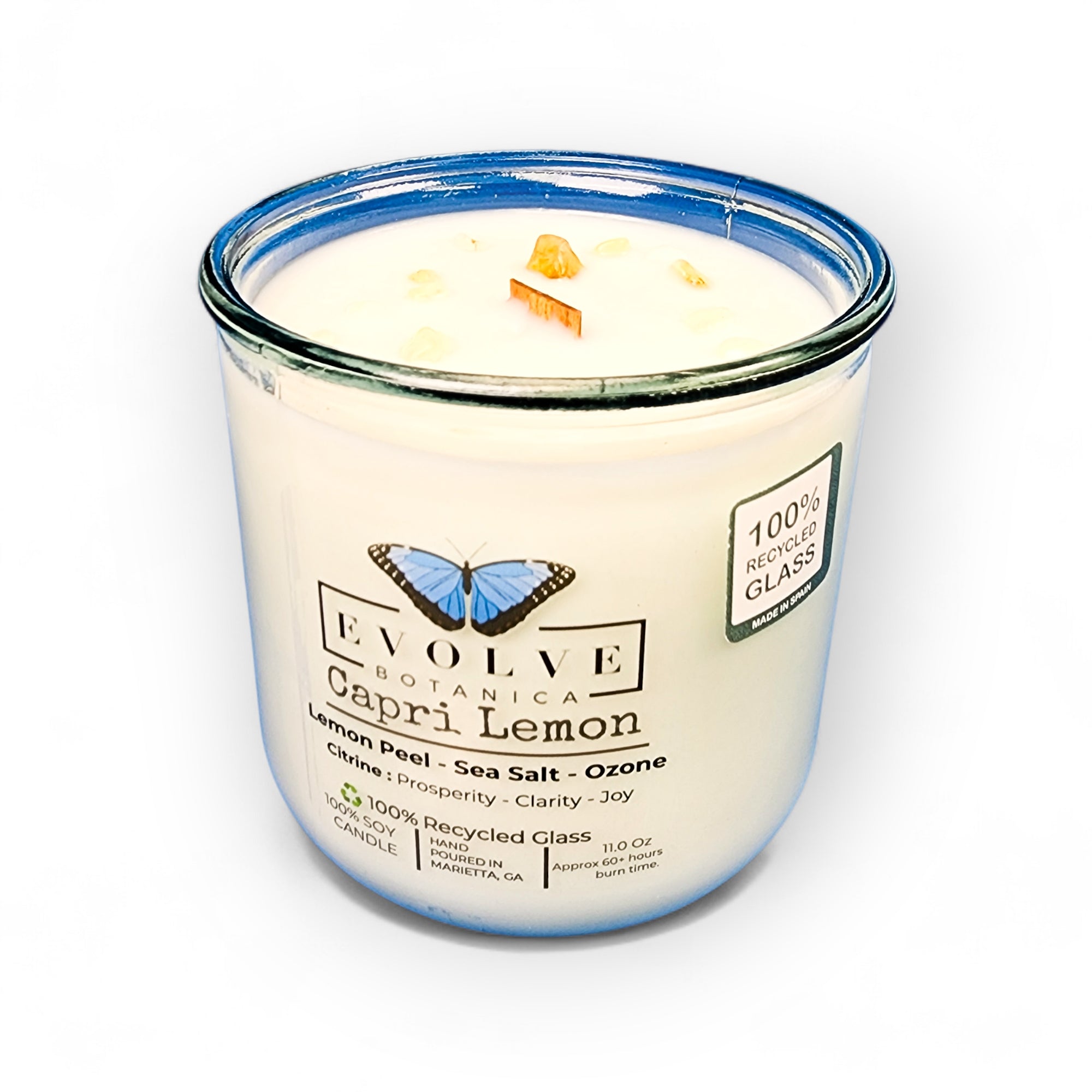 Rocks Candle - Capri Lemon (Wood Wick Citrine Gemstone Soy Candle)