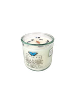 Sigil & Smoke Rocks candle on white — 11oz recycled glass soy candle with onyx and blue kyanite, Evolve Botanica