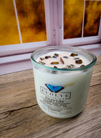 Rocks Candle – Hayride (Wood Wick, Tiger Eye & Dalmatian Jasper Gemstone Soy Candle)