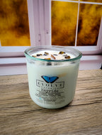 Rocks Candle – Hayride (Wood Wick, Tiger Eye & Dalmatian Jasper Gemstone Soy Candle)