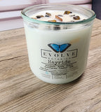 Rocks Candle – Hayride (Wood Wick, Tiger Eye & Dalmatian Jasper Gemstone Soy Candle)
