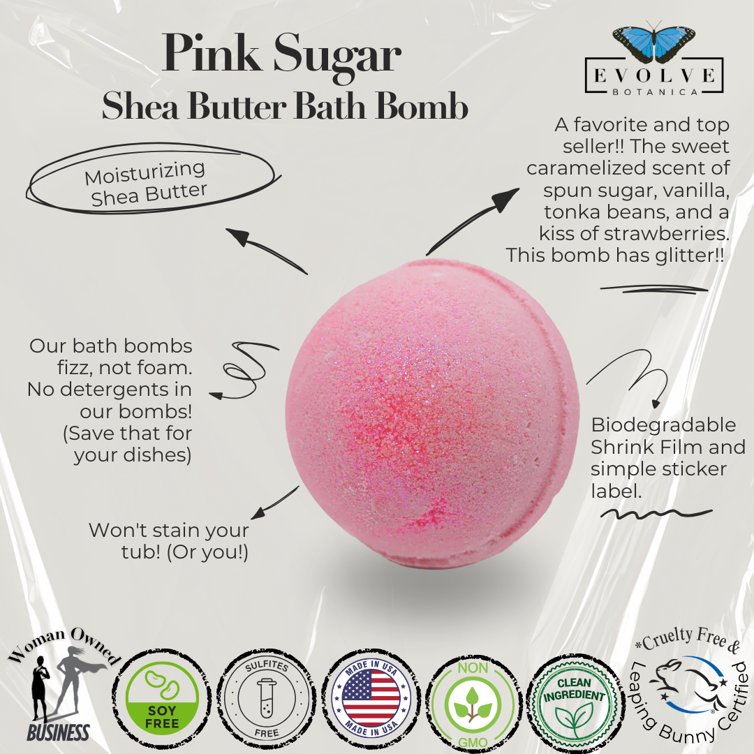 Pink Sugar Bath Bomb - Spun Sugar, Vanilla, Tonka Bean & Strawberries