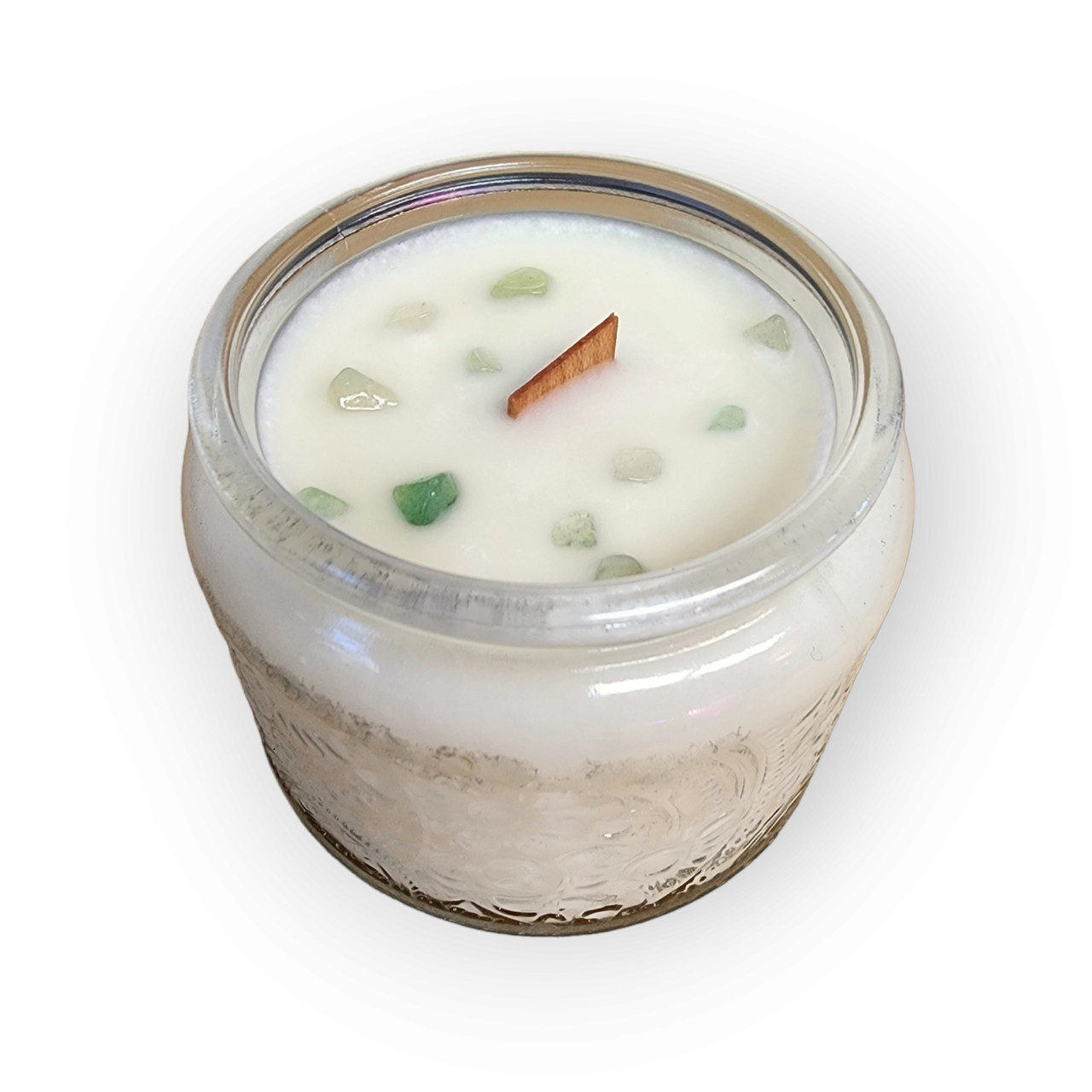 Hemlock & Fern  - Wood Wick Soy Candle (Aventurine) Embossed Glass Jar