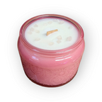 Berry Vanilla - Wood Wick Soy Candle (Rose Quartz) Embossed Glass Jar