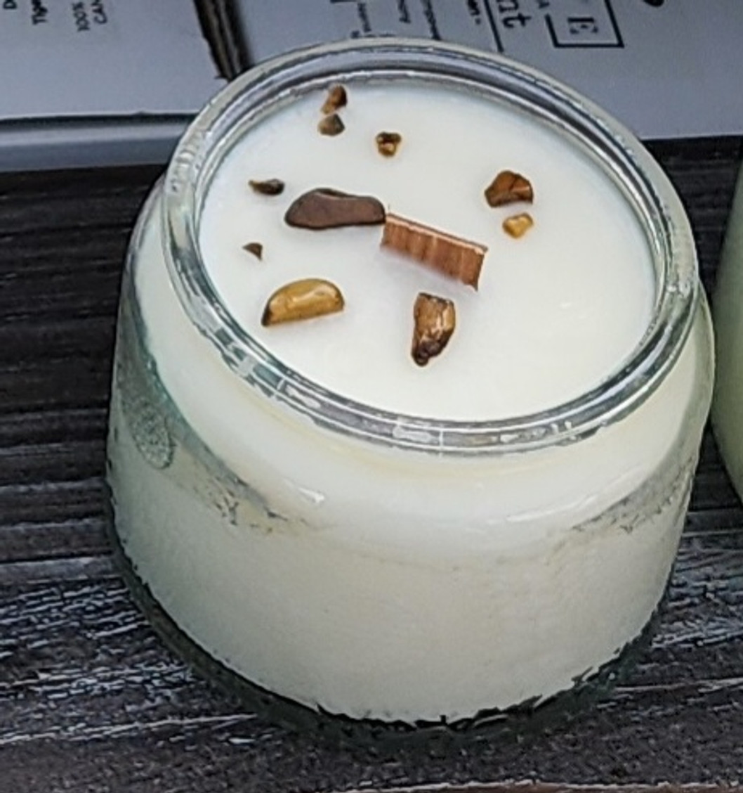 Driftwood - Wood Wick Soy Candle (Tiger Eye) - Embossed Glass