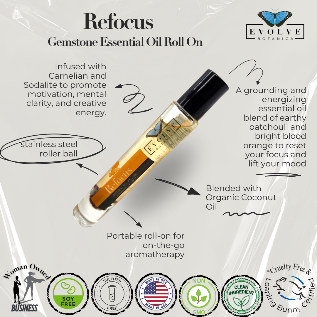 Gemstone Essential Oil Roll On - Refocus
