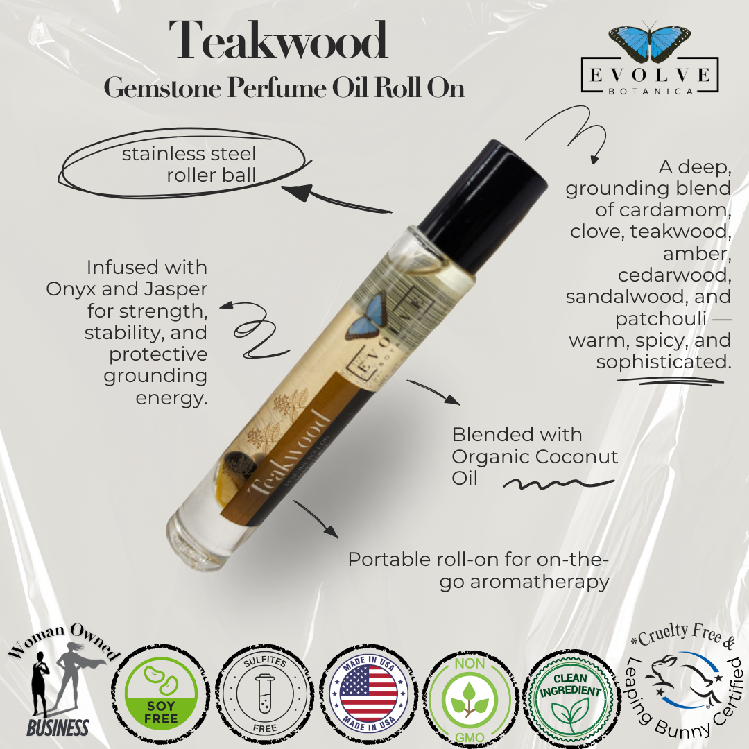 Gemstone Perfume Roll On - Teakwood