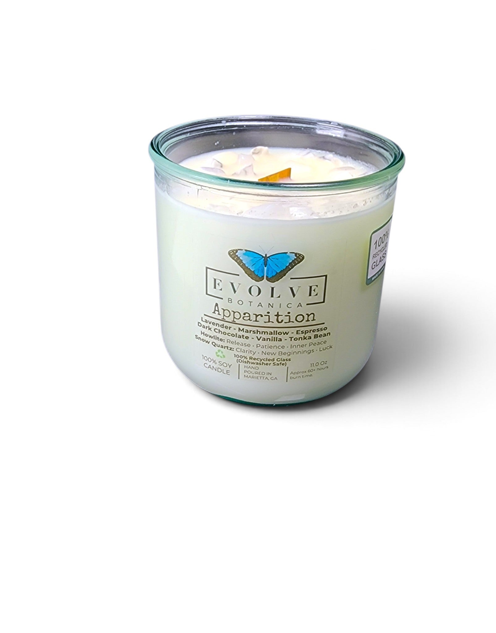 Apparition candle angled view on white background