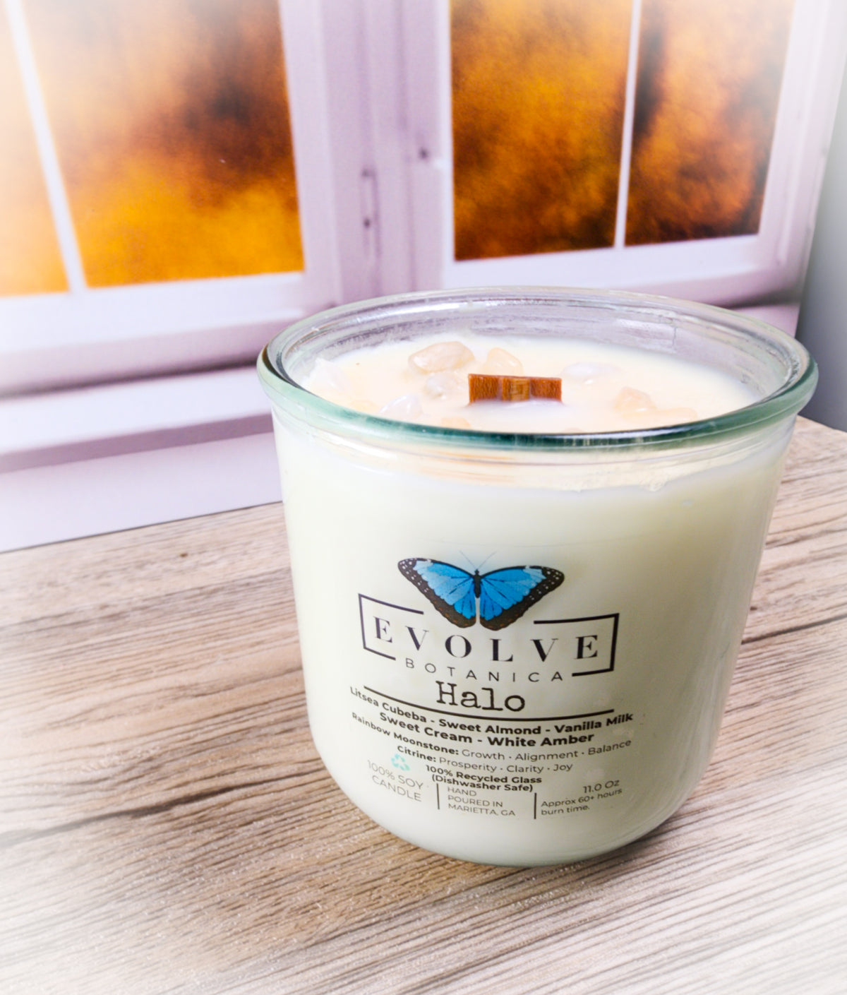 Halo candle crystal detail moody studio shot