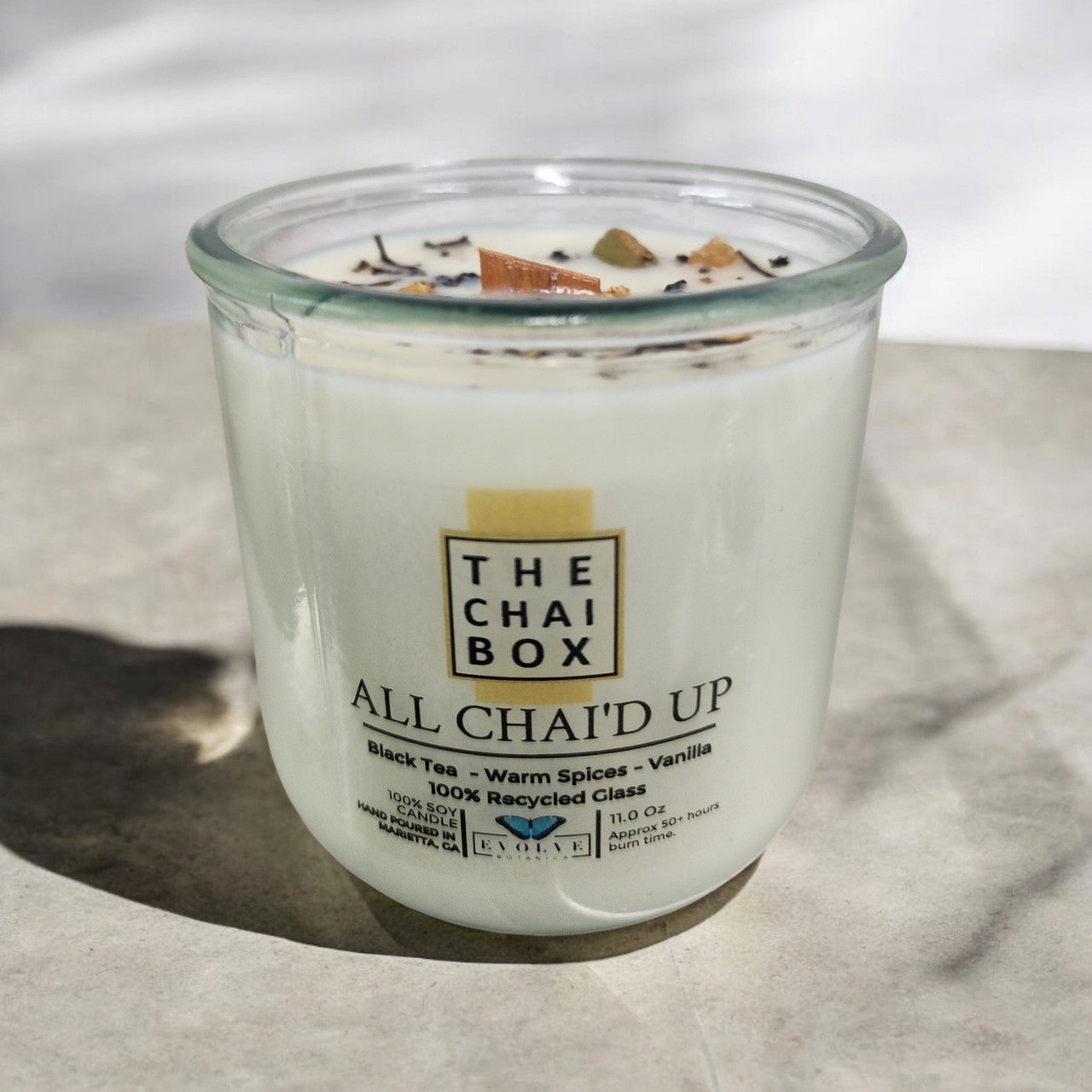 Evolve Botanica Rocks Candle - Chai (Wood Wick Gemstone Soy Candle)
