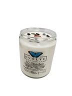 Evolve Botanica Classic 9oz Jam Jar Crystal Soy Candle - 50 Shades (Onyx & Blue Kyanite)