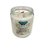 Evolve Botanica Classic 9oz Jam Jar Crystal Soy Candle - Allegheny Forest (Serpentine & Prehnite )