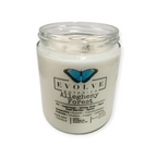 Evolve Botanica Classic 9oz Jam Jar Crystal Soy Candle - Allegheny Forest (Serpentine & Prehnite )