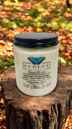 Evolve Botanica Classic 9oz Jam Jar Crystal Soy Candle - Bonfire (Obsidian & Mookaite)