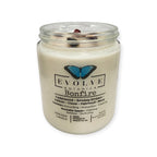 Evolve Botanica Classic 9oz Jam Jar Crystal Soy Candle - Bonfire (Obsidian & Mookaite)