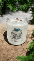 Evolve Botanica Classic 9oz Jam Jar Crystal Soy Candle - Evergreen (Smoky Quartz & Peridot)
