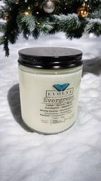 Evolve Botanica Classic 9oz Jam Jar Crystal Soy Candle - Evergreen (Smoky Quartz & Peridot)