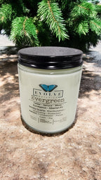 Evolve Botanica Classic 9oz Jam Jar Crystal Soy Candle - Evergreen (Smoky Quartz & Peridot)