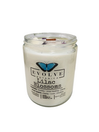 Evolve Botanica Classic 9oz Jam Jar Crystal Soy Candle - Lilac Blossoms (Lepidolite)